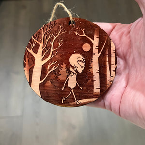 Winter Alien - Cedar ornament