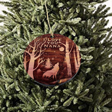 Load image into Gallery viewer, Winter Wolf I Love you Nana - cedar ornament