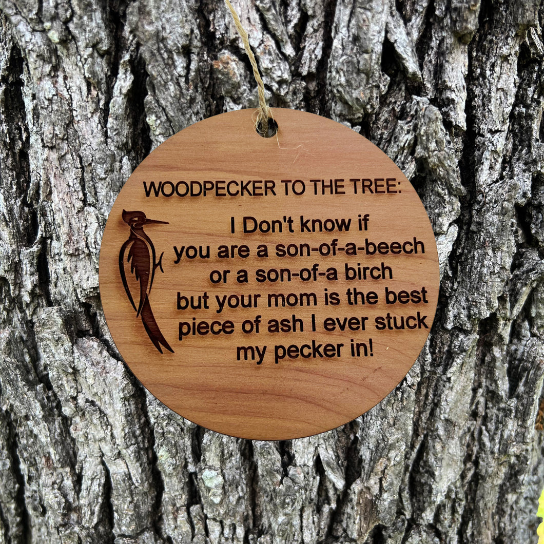 Woodpecker to the Tree - Cedar Ornament