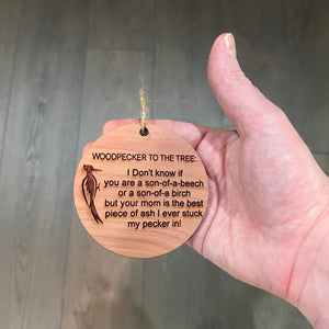 Woodpecker to the Tree - Cedar Ornament