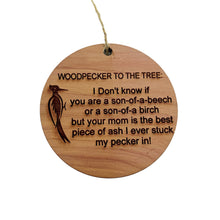 Load image into Gallery viewer, Woodpecker to the Tree - Cedar Ornament