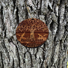 Load image into Gallery viewer, World&#39;s Best Dad Two Squirrels and Tree of Life - Cedar Ornament