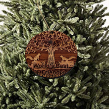 Load image into Gallery viewer, World&#39;s Best Friend Two Squirrels and Tree of Life - Cedar Ornament