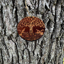 Load image into Gallery viewer, World&#39;s Best Godfather Two Squirrels and Tree of Life - Cedar Ornament