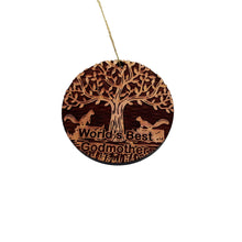 Load image into Gallery viewer, World&#39;s Best Godmother Two Squirrels and Tree of Life - Cedar Ornament