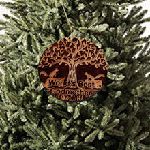 Load image into Gallery viewer, World&#39;s Best Godmother Two Squirrels and Tree of Life - Cedar Ornament