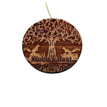 Load image into Gallery viewer, World&#39;s Best Mom Two Squirrels and Tree of Life - Cedar Ornament