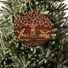 Load image into Gallery viewer, World&#39;s Best Mom Two Squirrels and Tree of Life - Cedar Ornament