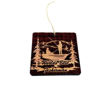 Load image into Gallery viewer, World&#39;s best Fisherman Fisherman - Cedar Ornament