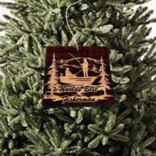 Load image into Gallery viewer, World&#39;s best Fisherman Fisherman - Cedar Ornament