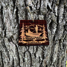 Load image into Gallery viewer, World&#39;s best Fisherman Fisherman - Cedar Ornament