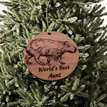 Load image into Gallery viewer, Worlds Best Aunt Capybara - Cedar Ornament