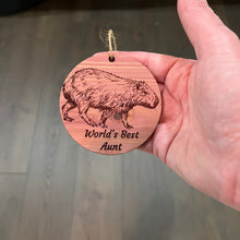 Load image into Gallery viewer, Worlds Best Aunt Capybara - Cedar Ornament