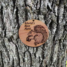 Load image into Gallery viewer, Worlds Best Aunt Squirrel and Nut - Cedar Ornament