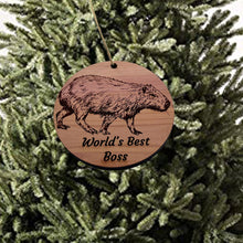 Load image into Gallery viewer, Worlds Best Boss Capybara - Cedar Ornament