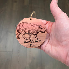 Load image into Gallery viewer, Worlds Best Boss Capybara - Cedar Ornament