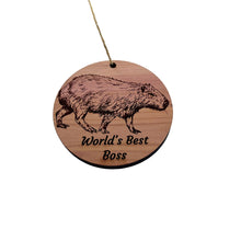 Load image into Gallery viewer, Worlds Best Boss Capybara - Cedar Ornament