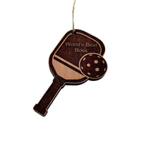 Load image into Gallery viewer, Worlds Best Boss Pickleball - Cedar Ornament