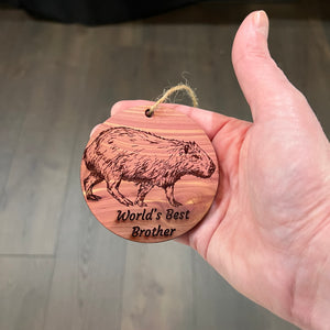 Worlds Best Brother Capybara - Cedar Ornament