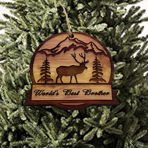 Worlds Best Brother ELK - Cedar Ornament