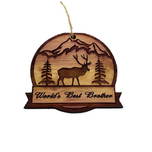 Load image into Gallery viewer, Worlds Best Brother ELK - Cedar Ornament