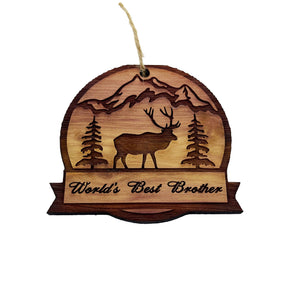 Worlds Best Brother ELK - Cedar Ornament