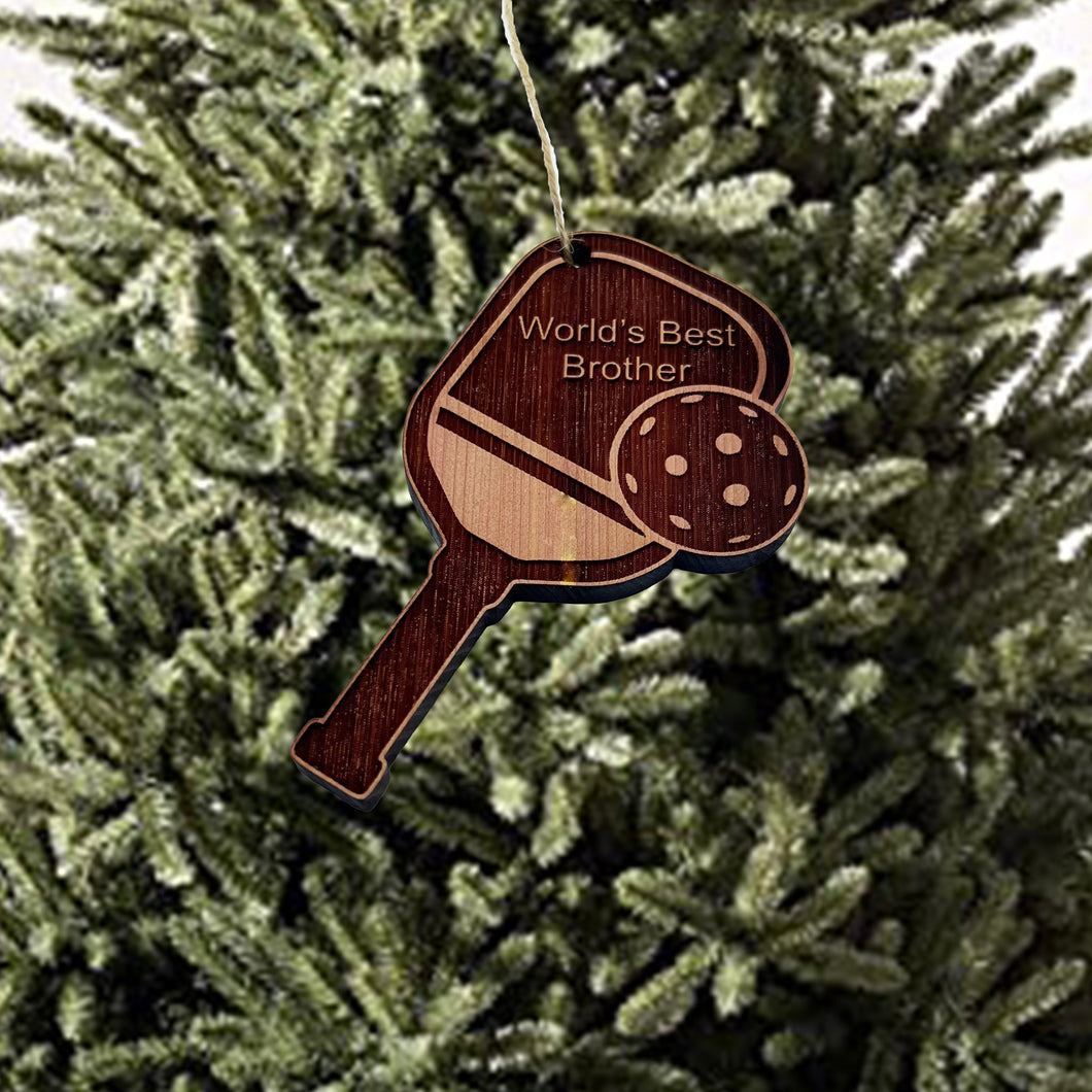 Worlds Best Brother Pickleball - Cedar Ornament