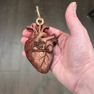 Worlds Best Cardiologist HEART - Cedar Ornament