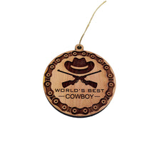 Load image into Gallery viewer, Worlds Best Cowboy Rifles and chains - Cedar Ornament