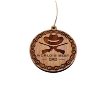 Load image into Gallery viewer, Worlds Best Dad Rifles and chains - Cedar Ornament