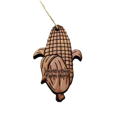 Worlds Best Farm Hand Corn on the cob - Cedar Ornament
