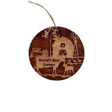 Load image into Gallery viewer, Worlds Best Farmer Farm Scene - Cedar Ornament