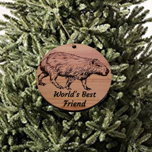 Worlds Best Friend Capybara - Cedar Ornament