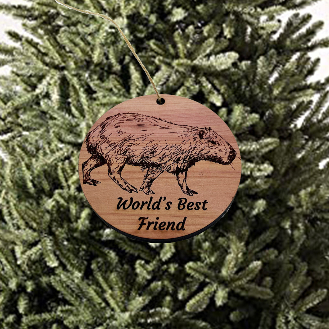 Worlds Best Friend Capybara - Cedar Ornament