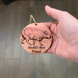 Worlds Best Friend Capybara - Cedar Ornament