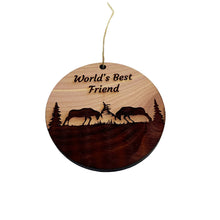 Load image into Gallery viewer, Worlds Best Friend Elk Battle - Cedar Ornament