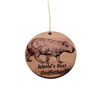 Load image into Gallery viewer, Worlds Best Godfather Capybara - Cedar Ornament