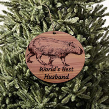 Load image into Gallery viewer, Worlds Best Husband Capybara - Cedar Ornament