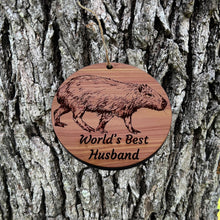 Load image into Gallery viewer, Worlds Best Husband Capybara - Cedar Ornament