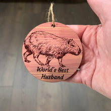 Load image into Gallery viewer, Worlds Best Husband Capybara - Cedar Ornament