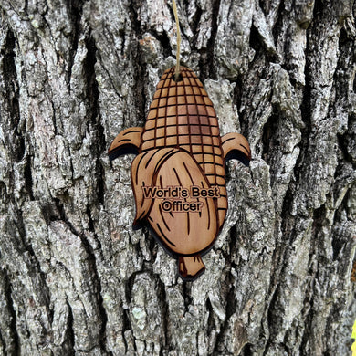 Worlds Best Officer Corn on the cob - Cedar Ornament