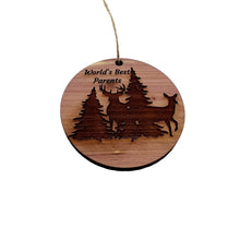 Load image into Gallery viewer, Worlds Best Parents Buck and Doe - Cedar Ornament