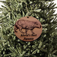 Load image into Gallery viewer, Worlds Best Parents Capybara - Cedar Ornament