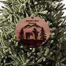 Load image into Gallery viewer, Worlds Best Parents Moose Couple - Cedar Ornament