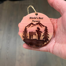 Load image into Gallery viewer, Worlds Best Parents Moose Couple - Cedar Ornament