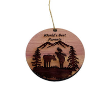 Load image into Gallery viewer, Worlds Best Parents Moose Couple - Cedar Ornament