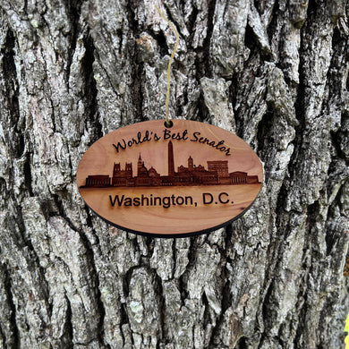 Worlds Best Senator Washington DC - Cedar Ornament