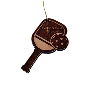 Worlds Best Sister Pickleball - Cedar Ornament