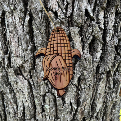 Worlds Best Son Corn on the cob - Cedar Ornament