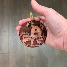 Load image into Gallery viewer, Worlds Best Son Farm Scene - Cedar Ornament